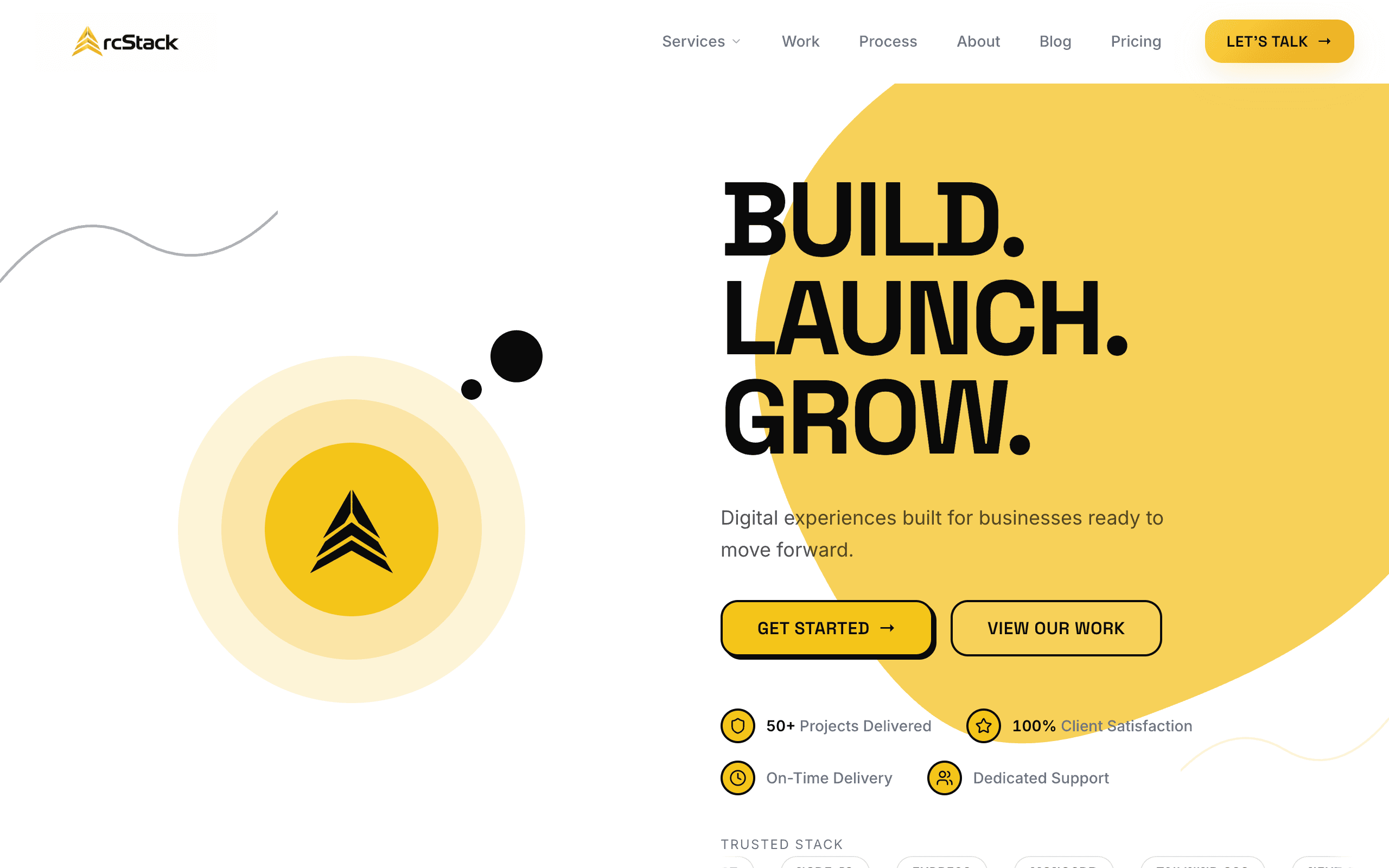 ArcStack homepage on desktop